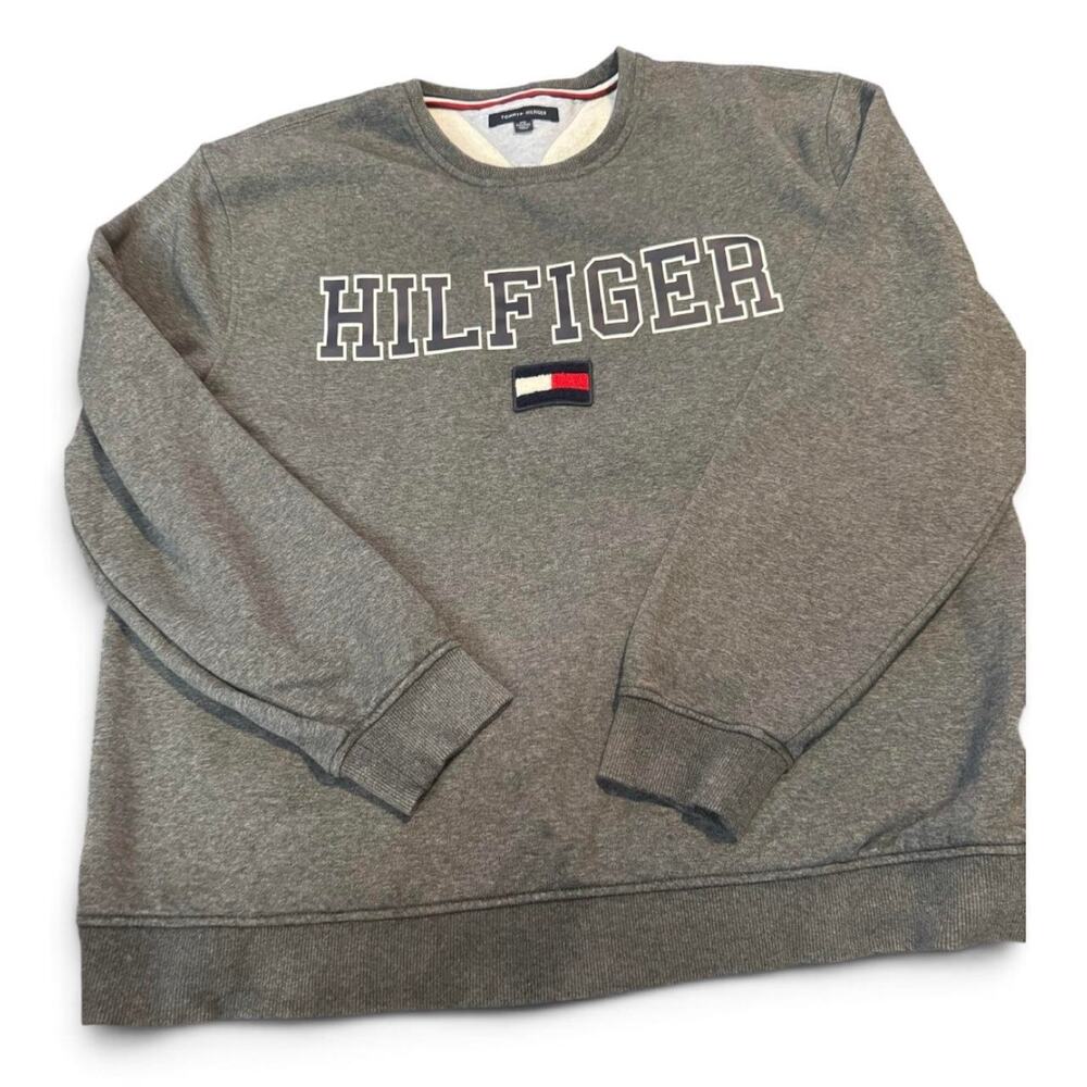 Tommy Hilfiger Spellout Logo Crewneck Sweatshirt Men’s XXL Gray